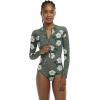 image:imageBody Glove Womens Chanel Solid Long Sleeve Zip Front One Piece Paddle Swimsuit with UPF 50Aurora Blossom