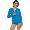 image:imageBody Glove Womens Smoothies Barbara Solid Zip Front Hoodie Rashguard with UPF 50Blue Wave