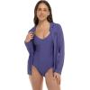 image:imageBody Glove Womens Smoothies Barbara Solid Zip Front Hoodie Rashguard with UPF 50Iris Blue