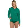 image:imageBody Glove Womens Smoothies Barbara Solid Zip Front Hoodie Rashguard with UPF 50Viridian Green