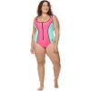 image:imageBody Glove Womens Time After Time Plus Size Onepiece Swimsuit  Zip Front Shelf Bra Power Mesh Sizes 1x3xGroove Bubble Gum