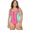 image:imageBody Glove Womens Time After Time Plus Size Onepiece Swimsuit  Zip Front Shelf Bra Power Mesh Sizes 1x3xGroove Bubble Gum
