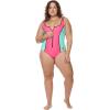 image:imageBody Glove Womens Time After Time Plus Size Onepiece Swimsuit  Zip Front Shelf Bra Power Mesh Sizes 1x3xGroove Bubble Gum