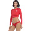 image:imageLet It Be Long Sleeve Crop Top Rashguard with UPF 50True Red