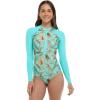 image:imageBody Glove Womens Chanel Solid Long Sleeve Zip Front One Piece Paddle Swimsuit with UPF 50Molokini Tropical Print