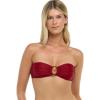 image:imageBody Glove Womens Smoothies Irene Solid Bandeau Bikini Top Swimsuit with Sashtie BackCranberry