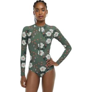 image:imageBody Glove Womens Chanel Solid Long Sleeve Zip Front One Piece Paddle Swimsuit with UPF 50Aurora Blossom
