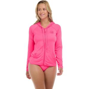 image:imageBody Glove Womens Smoothies Barbara Solid Zip Front Hoodie Rashguard with UPF 50Bubble Gum