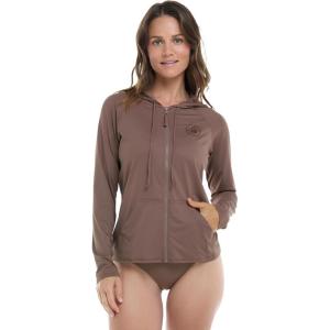 image:imageBody Glove Womens Smoothies Barbara Solid Zip Front Hoodie Rashguard with UPF 50Latte