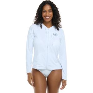image:imageBody Glove Womens Smoothies Barbara Solid Zip Front Hoodie Rashguard with UPF 50White Snow