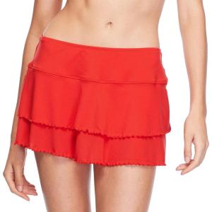 image:imageBody Glove Womens Smoothies Lambada Solid Mesh Coverup Skirt SwimsuitTrue Red