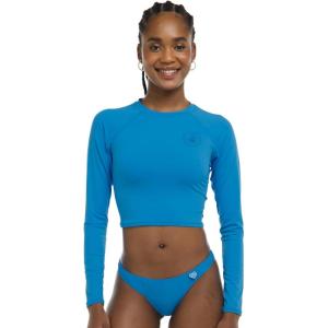 image:imageLet It Be Long Sleeve Crop Top Rashguard with UPF 50Blue Wave
