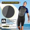image:imageBody Glove Pro3 Men Shorty Wetsuit 21mm Neoprene Back Zip Short Sleeve Spring Wet Suit Quadra Flex 4 Way Stretch for Bodyboarding Surfing Swimming Snorkeling Scuba DivingNavy
