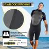 image:imageBody Glove Pro3 Men Shorty Wetsuit 21mm Neoprene Back Zip Short Sleeve Spring Wet Suit Quadra Flex 4 Way Stretch for Bodyboarding Surfing Swimming Snorkeling Scuba DivingBlack
