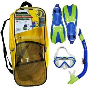 image:imageBody Glove Aquatic  Grape Youth  Mask Snorkel Fins Set  Snorkeling Diving and SwimmingTempered GlassSiliconeFlex TubeSnorkel Dry topSplash Guard LXL