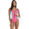 image:imageBody Glove Womens Time After Time Onepiece Swimsuit  Zip Front UBack Shelf Bra Medium CoverageGroove Bubble Gum