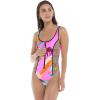 image:imageBody Glove Womens Time After Time Onepiece Swimsuit  Zip Front UBack Shelf Bra Medium CoverageGroove Primal Abstract