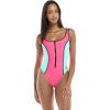 image:imageBody Glove Womens Time After Time Onepiece Swimsuit  Zip Front UBack Shelf Bra Medium CoverageGroove Bubble Gum