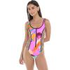 image:imageBody Glove Womens Time After Time Onepiece Swimsuit  Zip Front UBack Shelf Bra Medium CoverageGroove Primal Abstract