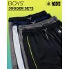 image:imageBody Glove Boys Sweatpants  4 Pack Performance Tricot Boys Joggers with Drawstring Waist  Kids Soft Stretch Athletic PantsBlackGreyBlackNavy