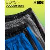 image:imageBody Glove Boys Sweatpants  4 Pack Performance Tricot Boys Joggers with Drawstring Waist  Kids Soft Stretch Athletic PantsCharcoal Royal Panel