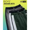 image:imageBody Glove Boys Sweatpants  4 Pack Performance Tricot Boys Joggers with Drawstring Waist  Kids Soft Stretch Athletic PantsGreenBlackBlackGrey