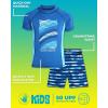 image:imageBody Glove Boys Swim Set  2 Piece Boys Swim Trunks with Rash Guard UV Protection Swimsuit Kids Bathing Suits Sizes 412Blue Waves