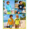 image:imageBody Glove Boys Swim Set  2 Piece Boys Swim Trunks with Rash Guard UV Protection Swimsuit Kids Bathing Suits Sizes 412Orange NeonPalm Trees