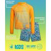 image:imageBody Glove Boys Swim Set  2 Piece Boys Swim Trunks with Rash Guard UV Protection Swimsuit Kids Bathing Suits Sizes 412Orange Swirl Surf