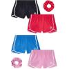 image:imageBody Glove Girls Athletic Shorts  4 Pack Active Performance Fleece Running Short  Girls Gym Workout Dolphin ShortsBlackBlueRedPink Solid