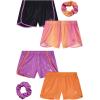 image:imageBody Glove Girls Athletic Shorts  4 Pack Active Performance Fleece Running Short  Girls Gym Workout Dolphin ShortsBlackOrangePinkOmbre