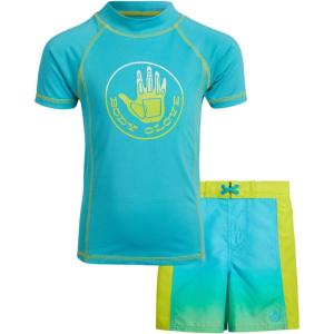 image:imageBody Glove Boys Rash Guard Set  UPF 50 Swim Shirt and Bathing Suit Trunks  Swimwear Set for Boys 412 Size 4 TealGreen