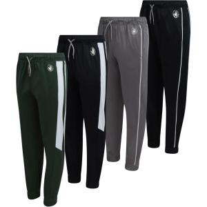 image:imageBody Glove Boys Sweatpants  4 Pack Performance Tricot Boys Joggers with Drawstring Waist  Kids Soft Stretch Athletic PantsGreenBlackBlackGrey