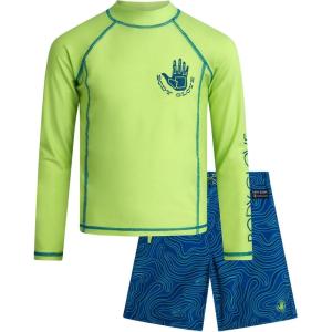image:imageBody Glove Boys Swim Set  2 Piece Boys Swim Trunks with Rash Guard UV Protection Swimsuit Kids Bathing Suits Sizes 412Neon Lime Swirl