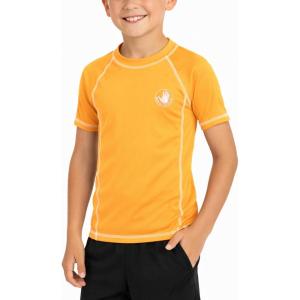 image:imageBody Glove Boys Rash Guard Shirt  UPF 50 Quick Dry Fabric Rash Guard Swimwear for Boys  Short Sleeve Kids Swim ShirtOrange