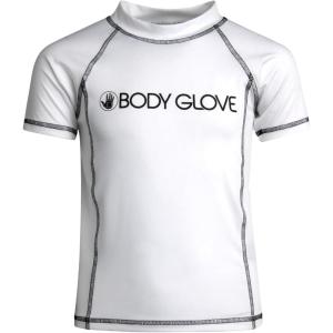 image:imageBody Glove Boys Rash Guard Shirt  UPF 50 Quick Dry Fabric Rash Guard Swimwear for Boys  Short Sleeve Kids Swim ShirtWhite Short Sleeve