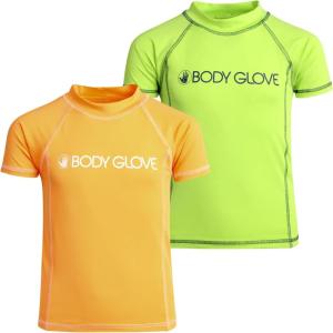 image:imageBody Glove Boys Swim Shirt  2 Pack UPF 50 Quick Dry Sun Protection Short Sleeve Rash Guard for Boys Kids Swimwear 2T14LimeOrange