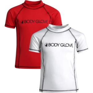 image:imageBody Glove Boys Swim Shirt  2 Pack UPF 50 Quick Dry Sun Protection Short Sleeve Rash Guard for Boys Kids Swimwear 2T14RedWhite