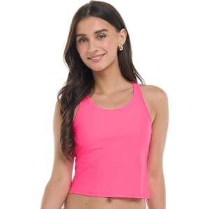 image:imageBody Glove Womens Reva Racerback Sporty Crop Bikini Top Swimsuit with Contour Shelf BraBubble Gum