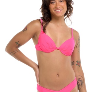 image:imageBody Glove Womens Standard Smoothies Greta Solid Molded Cup Underwire Push Up Bikini Top SwimsuitBubble Gum
