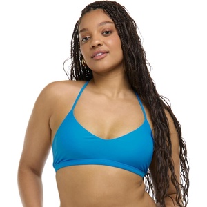 image:imageSmoothies Ruth Solid Fixed Triangle Bikini Top Swimsuit with Adjustable Tie Back DetailBlue Wave