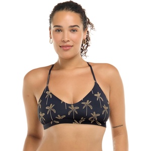 image:imageSmoothies Ruth Solid Fixed Triangle Bikini Top Swimsuit with Adjustable Tie Back DetailCayman Palm Print
