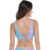 image:imageBody Glove Womens EDI Cup Bikini Top Swimsuit with Adjustable Laceup Back and Wide Underbust Band for SupportAzores Blue Leaf Print