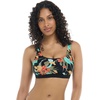 image:imageBody Glove Womens Star Support CrossOver Sports Bra Swimsuit Top with Multi Strap BackHamoa Black Floral Print