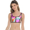 image:imageBody Glove Womens You Spin Me ZipFront Crop Top  Low Back Sporty SilhouetteGroove Primal Abstract