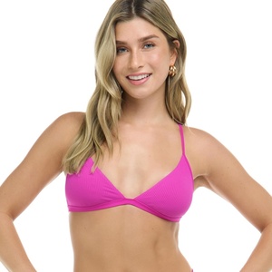 image:imageBody Glove Womens Evelyn Fixed Triangle Halter Bikini Top Swimsuit with 2Way BackBikini TopFucshia Ibiza Rib