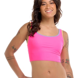image:imageBody Glove Womens Azelie Crop Bikini Top SwimsuitBubble Gum Colorblock