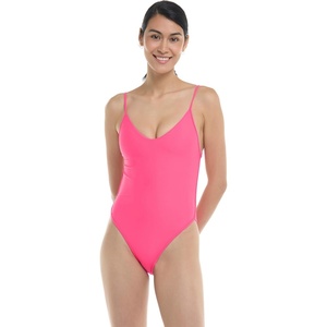 image:imageBody Glove Womens Claire Onepiece Swimsuit  VNeck Ruched Back Adjustable Tie Cheeky CoverageBubble Gum