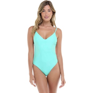 image:imageBody Glove Womens Claire Onepiece Swimsuit  VNeck Ruched Back Adjustable Tie Cheeky CoverageSea Mist