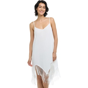 image:imageBody Glove Womens Sakura VNeck Coverup Dress with Fringe DetailIvory